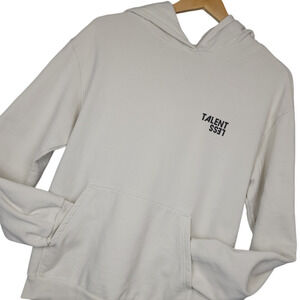 Talentless Mens Spellout Graphic Hoodie Sz Small Streetwear White Black Pullover